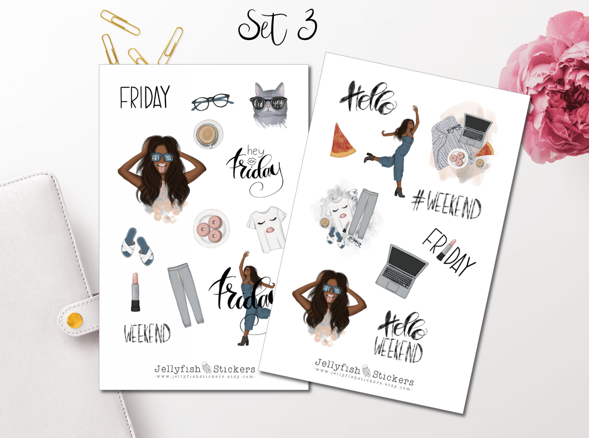 Mädchen Wochenende Sticker Set